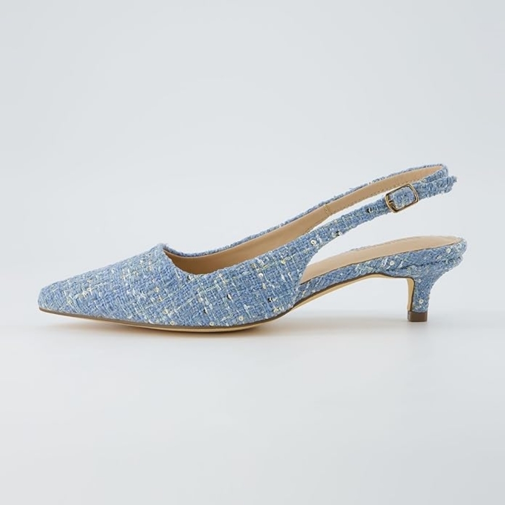 Women's Buzz Kitten Heel Sling Back Dress Shoe +Memory Foam,